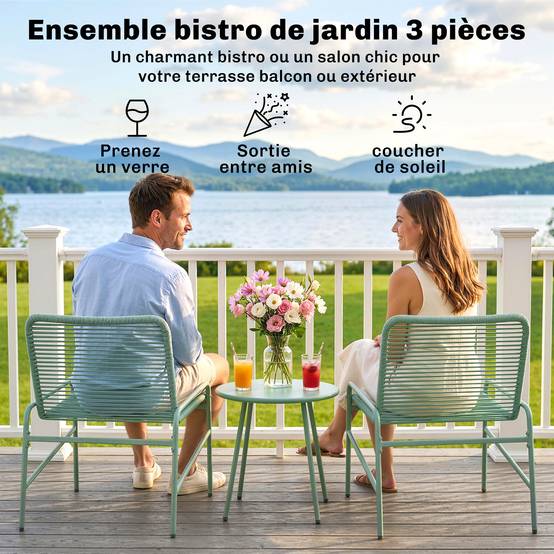 Salon de jardin ensemble table et chaises avec 1 table à manger et 4 chaises dossier pliable plateau en verre trempé - Image 6