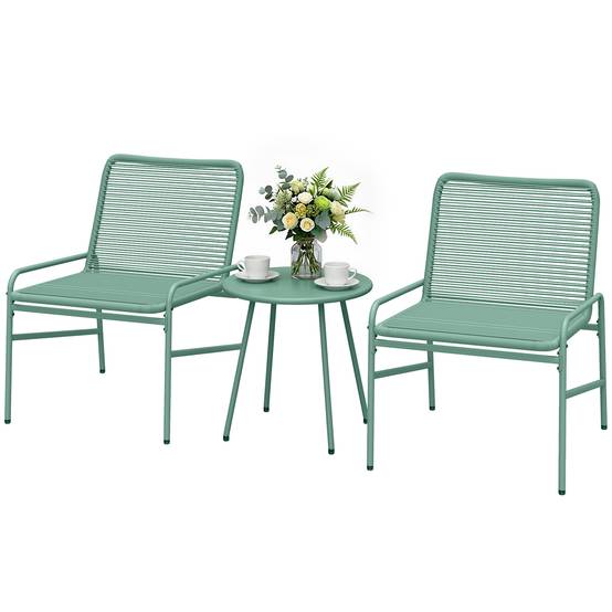 Salon de jardin ensemble table et chaises avec 1 table à manger et 4 chaises dossier pliable plateau en verre trempé - Image 2