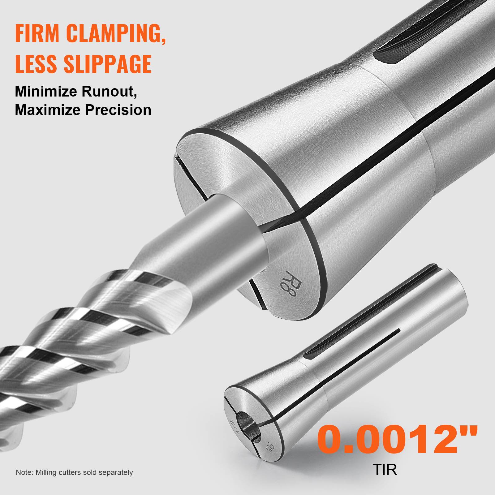 Vevor - VEVOR Pinces de serrage R8 13 pcs, 1/8"-7/8" (3,2-22,2 mm), acier carbone 45#, TIR 0,0012"/30 µm, 13 boîtes de rangement. - Image 7