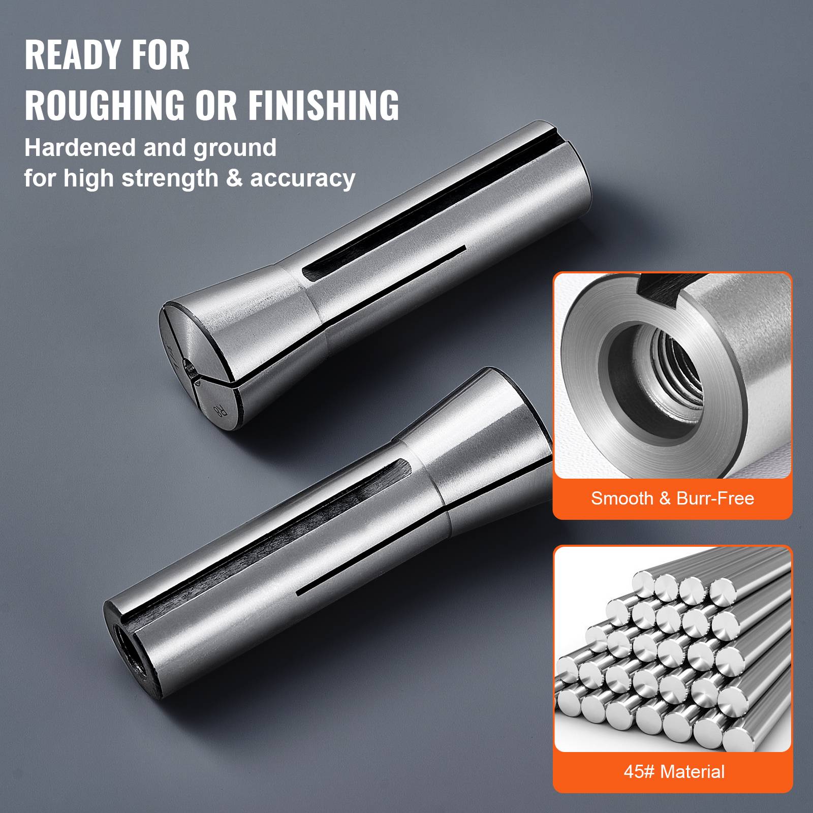 Vevor - VEVOR Pinces de serrage R8 13 pcs, 1/8"-7/8" (3,2-22,2 mm), acier carbone 45#, TIR 0,0012"/30 µm, 13 boîtes de rangement. - Image 4