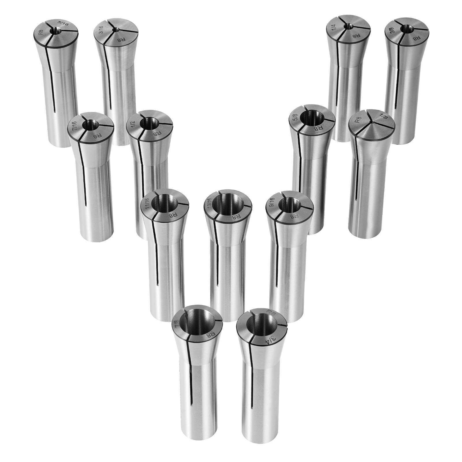 Vevor - VEVOR Pinces de serrage R8 13 pcs, 1/8"-7/8" (3,2-22,2 mm), acier carbone 45#, TIR 0,0012"/30 µm, 13 boîtes de rangement. - Image 1