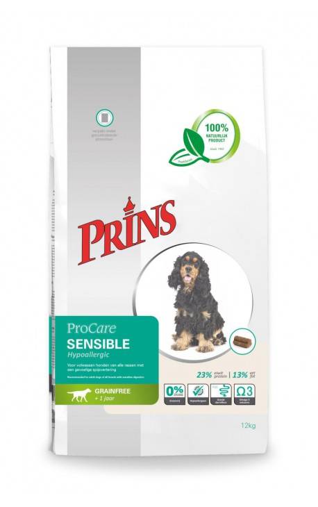Croquette pour chien hypoallergénique sans céréales pressée à froid 100% naturelle ProCare SENSIBLE Hypoallergic Prins Petfoods 12Kg