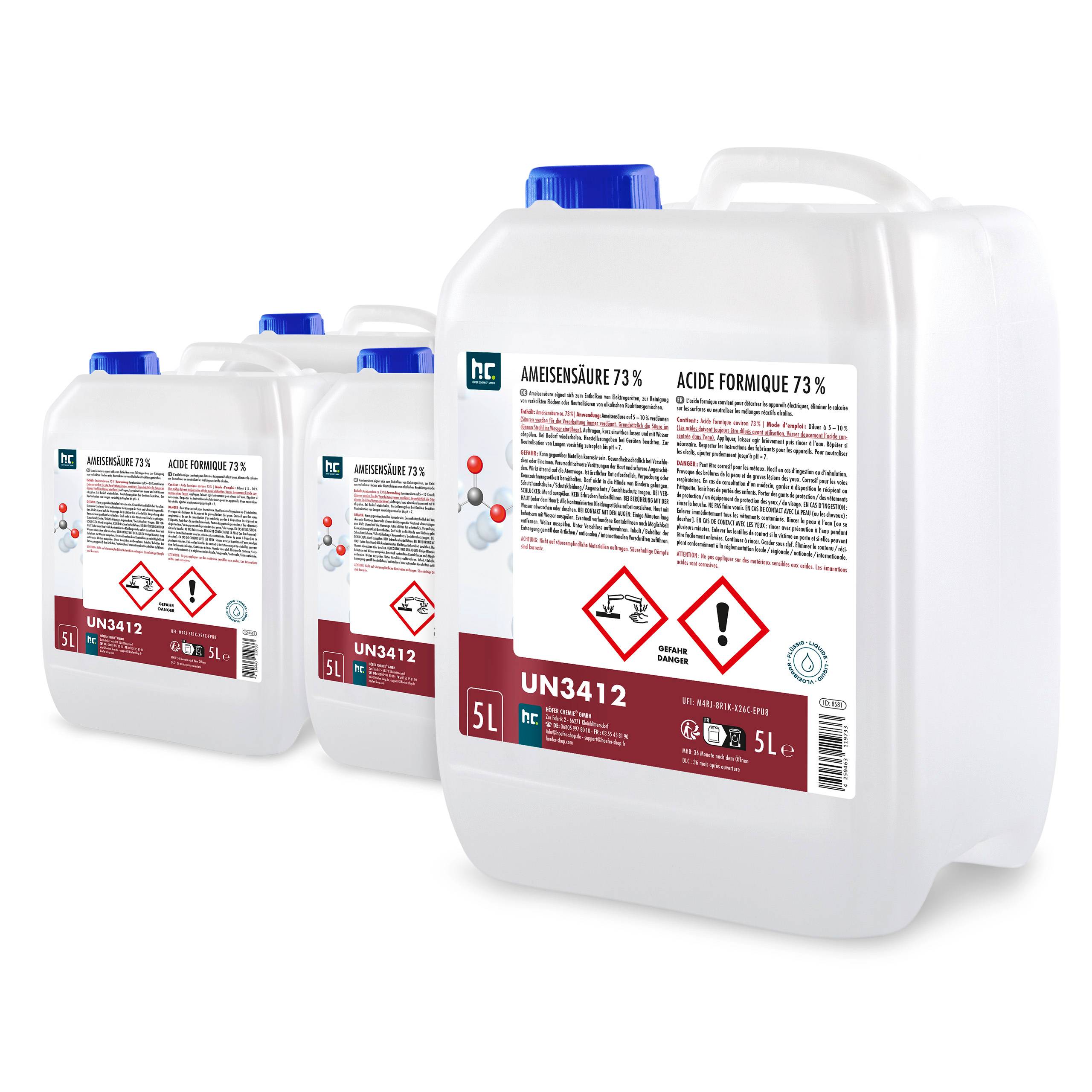 Acide formique 73% Höfer Chemie® de qualité technique en bidon de 5 L x 4 - Image 1