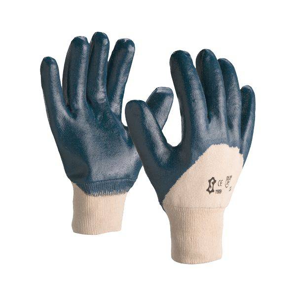 Gant de travail NI150 en coton enduit nitrile blanc/bleu T8 - 1190B T.08
