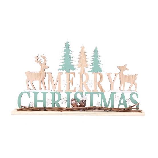 Sans Marque - Décoration à poser de Noël en bois Xmas Deco - Beige et Vert - Heart of the home