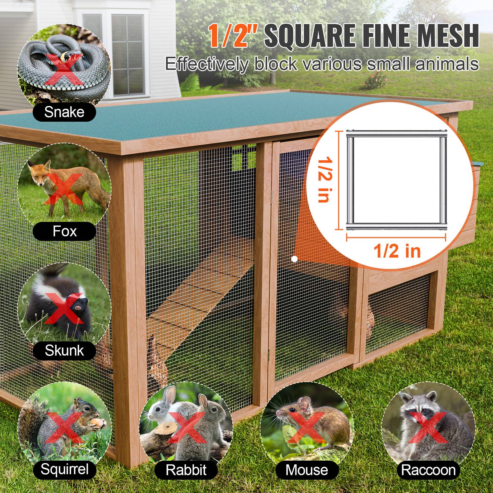 VEVOR Grillage métallique soudé galvanisé rouleau 610mm x 30.48m. Maillage 12.7x12.7mm. Pour cages lapins, jardin, rongeurs. - Image 4