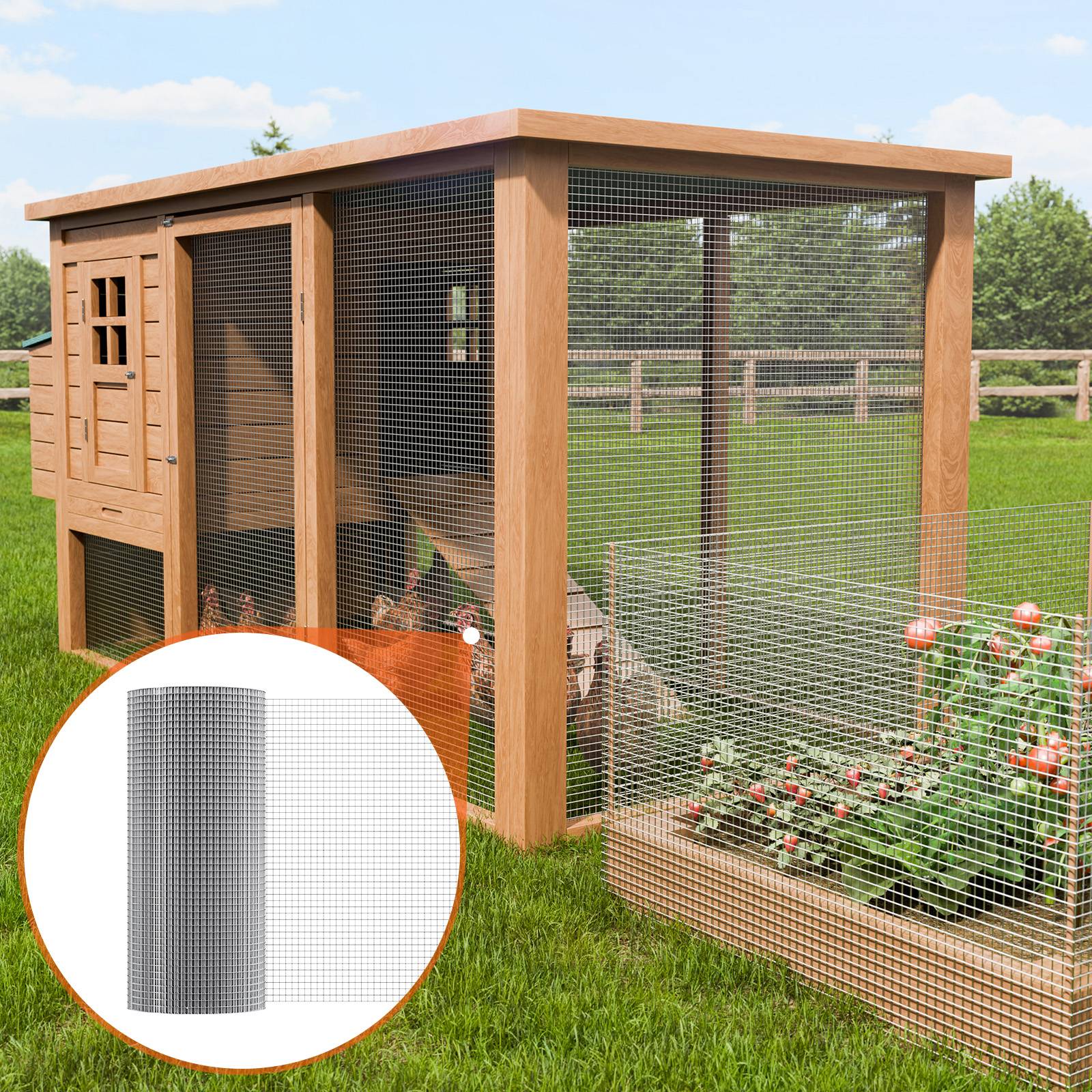 VEVOR Grillage métallique soudé galvanisé rouleau 610mm x 30.48m. Maillage 12.7x12.7mm. Pour cages lapins, jardin, rongeurs. - Image 8