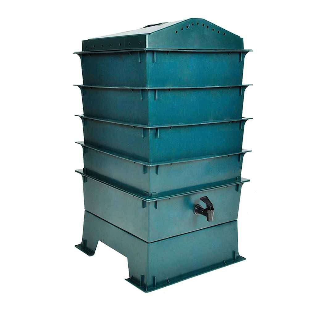 Lombricomposteur plastique PEHD vert 42 x 42 x 60 cm - PANGIVO - Image 1