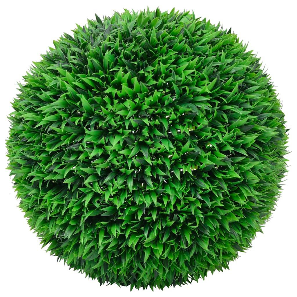 Lot de 2 boules de buis artificielles polyéthylène vert 55 x 55 x 55 cm - PANGIVO - Image 2