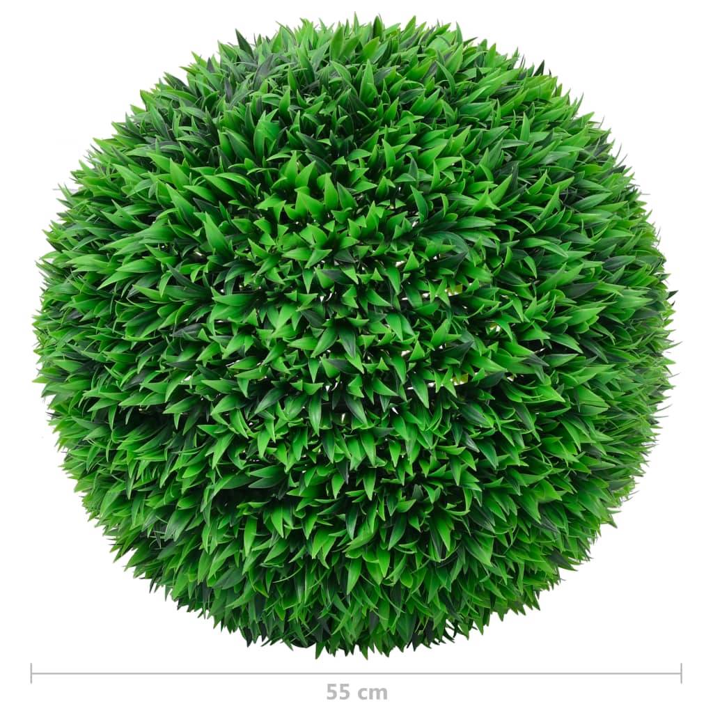 Lot de 2 boules de buis artificielles polyéthylène vert 55 x 55 x 55 cm - PANGIVO - Image 4