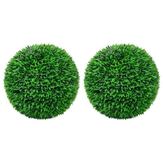 Lot de 2 boules de buis artificielles polyéthylène vert 55 x 55 x 55 cm - PANGIVO - Image 1