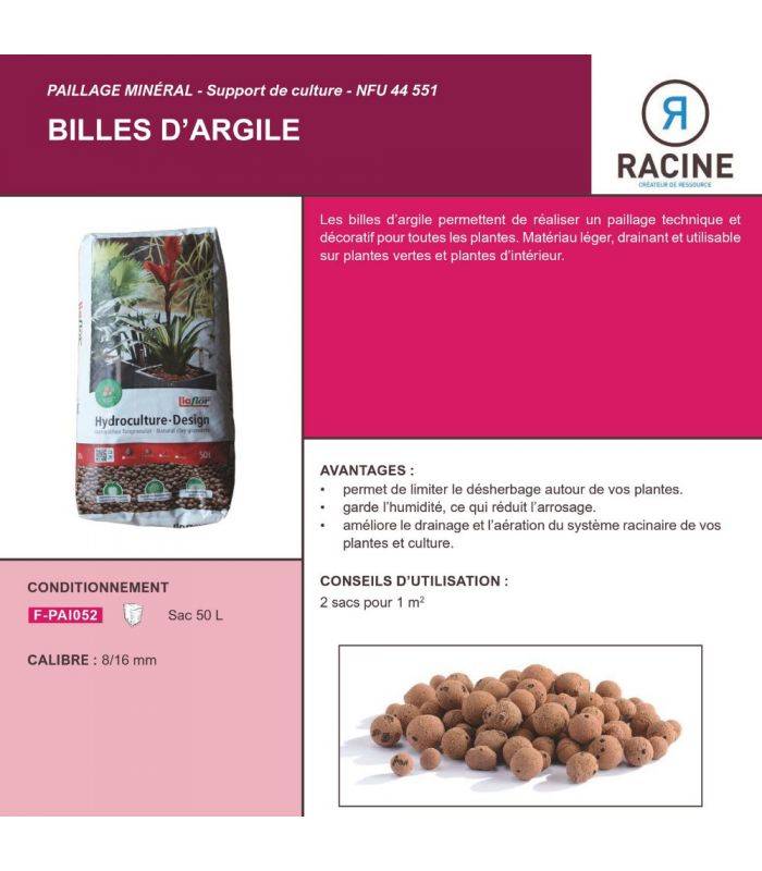 Paillage minéral billes d'argile 8-16 triple action, 10 sacs de 50l - F-PAI052-10x50 - Image 2