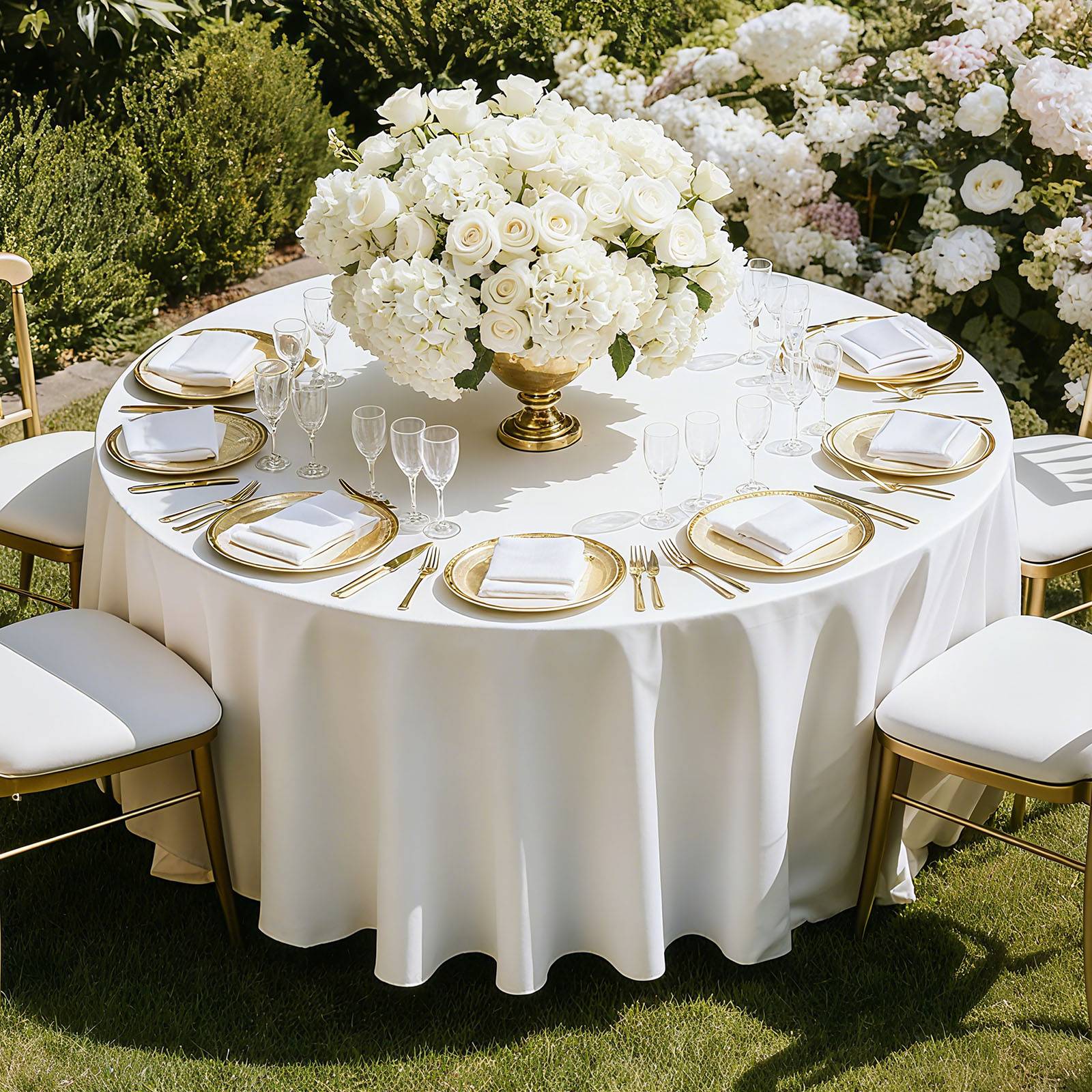 Vevor - VEVOR Nappe ronde blanche de table en polyester 3048 mm lot de 2 pour mariage - Image 8
