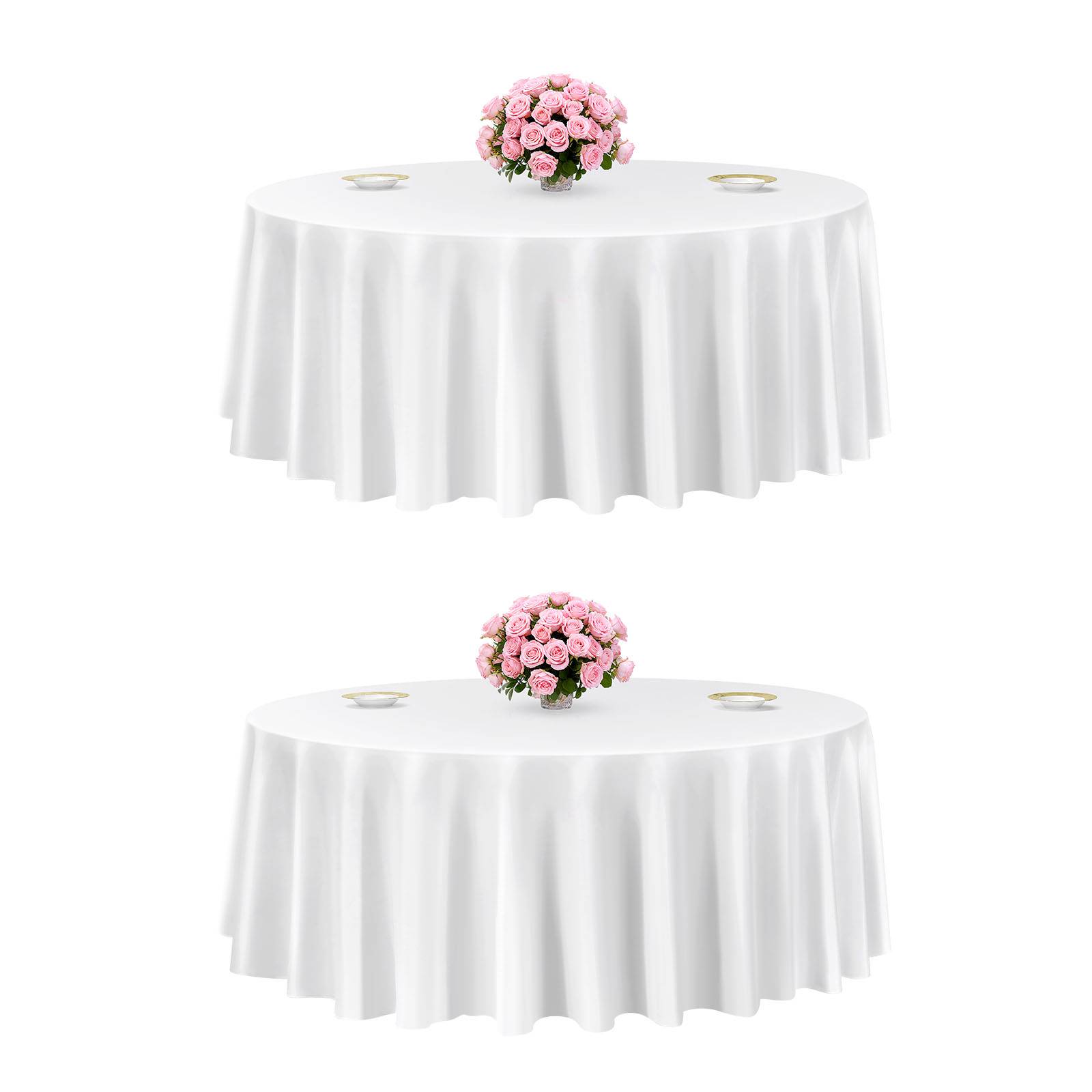 Vevor - VEVOR Nappe ronde blanche de table en polyester 3048 mm lot de 2 pour mariage