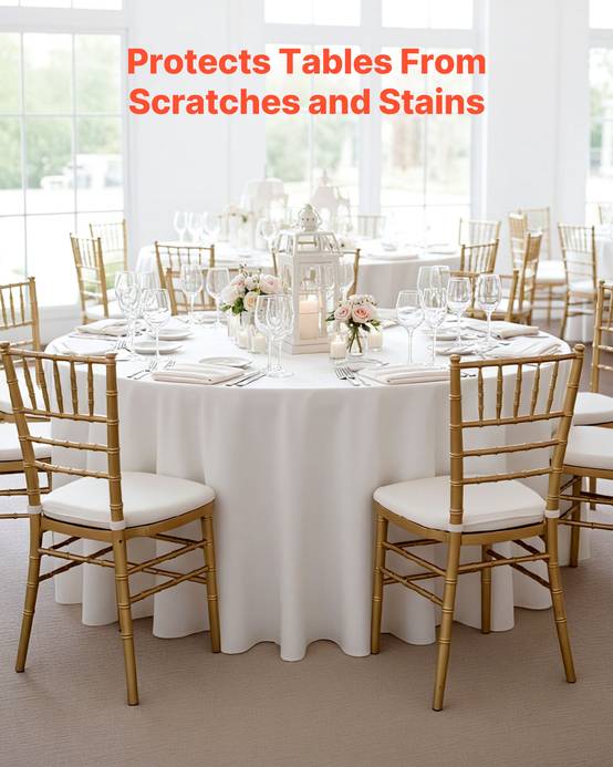 Vevor - VEVOR Nappe ronde blanche de table en polyester 3048 mm lot de 2 pour mariage - Image 2