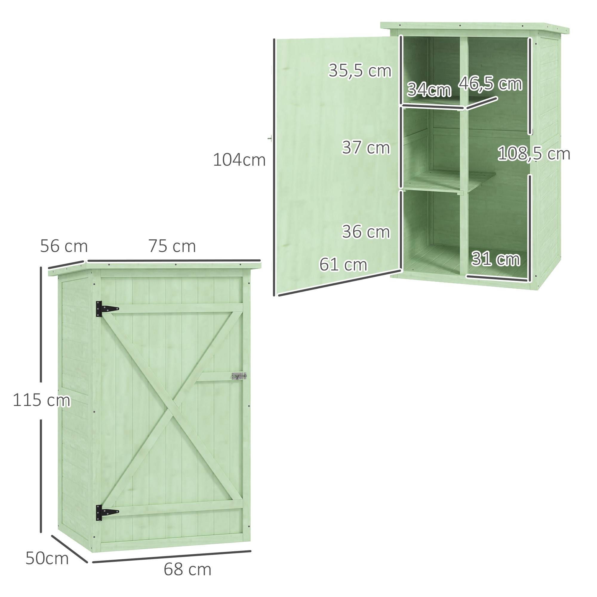 Abri de jardin en bois avec espace de rangement, porte verrouillable, sol en asphalte, toit monopente, 75 x 56 x 115 cm - Image 5