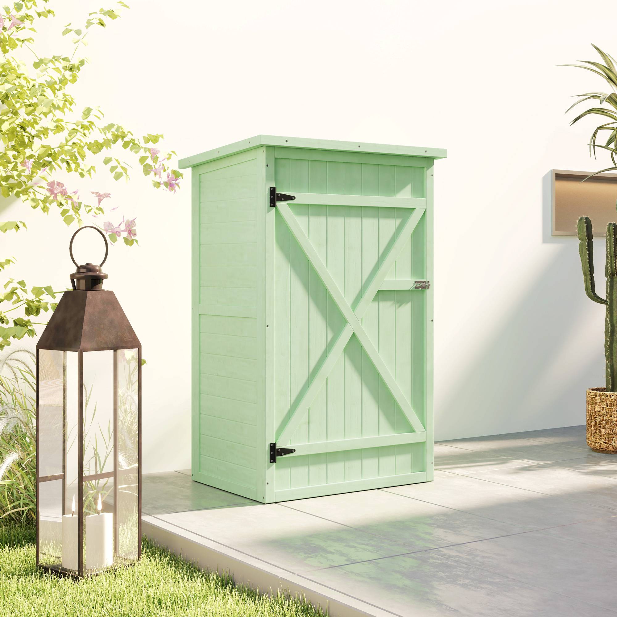 Abri de jardin en bois avec espace de rangement, porte verrouillable, sol en asphalte, toit monopente, 75 x 56 x 115 cm - Image 9