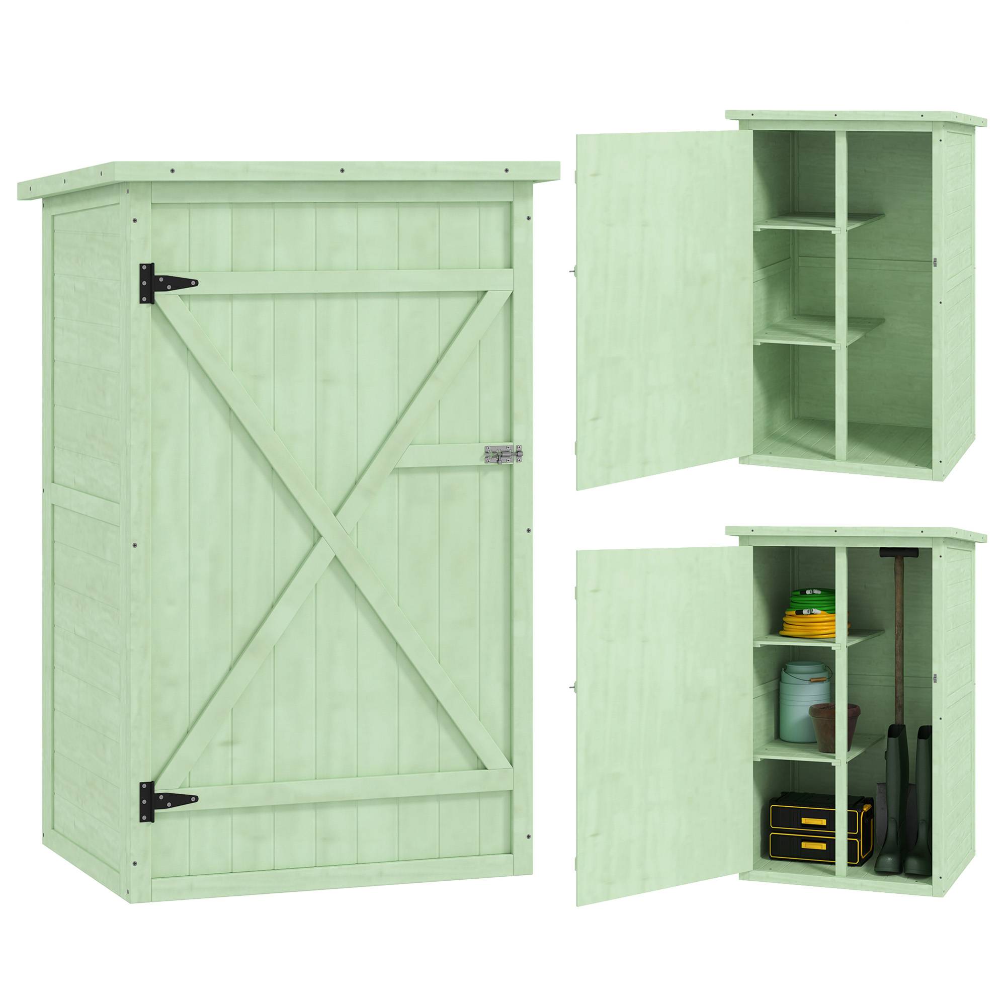 Abri de jardin en bois avec espace de rangement, porte verrouillable, sol en asphalte, toit monopente, 75 x 56 x 115 cm - Image 1