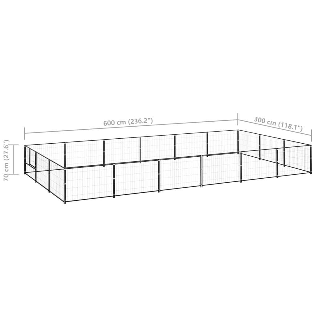 Helloshop26 - Chenil extérieur cage enclos parc animaux chien noir 18 m² acier - Image 2