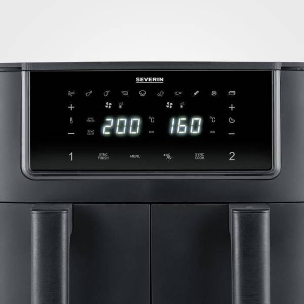 Severin - Friteuse Electrique a air chaud - SEVERIN - Airfryer FR2463 - Capacité 8 L - Double cuve - 10 programmes - 2600 W - Image 3
