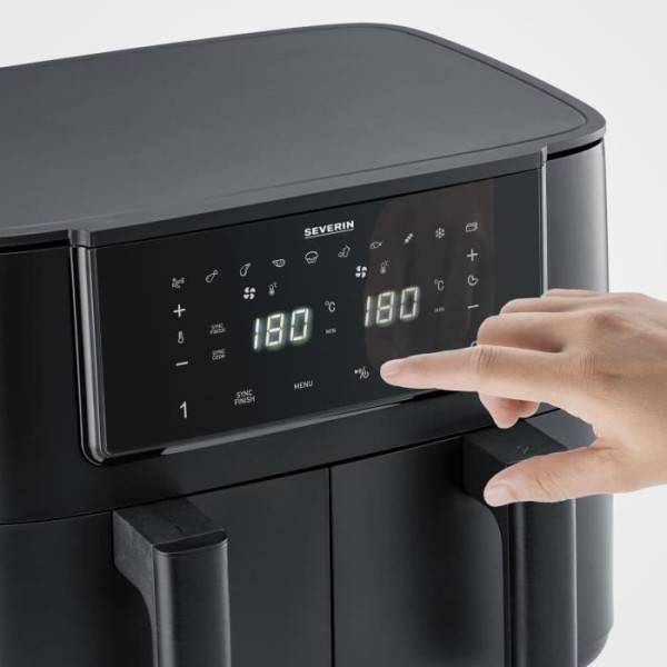 Severin - Friteuse Electrique a air chaud - SEVERIN - Airfryer FR2463 - Capacité 8 L - Double cuve - 10 programmes - 2600 W - Image 2