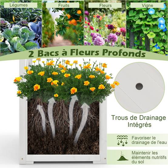 Arche Jardin Extérieur En Bois HOMASIS Avec Jardinères - Pergola Treillis Pour Plantes Grimpantes