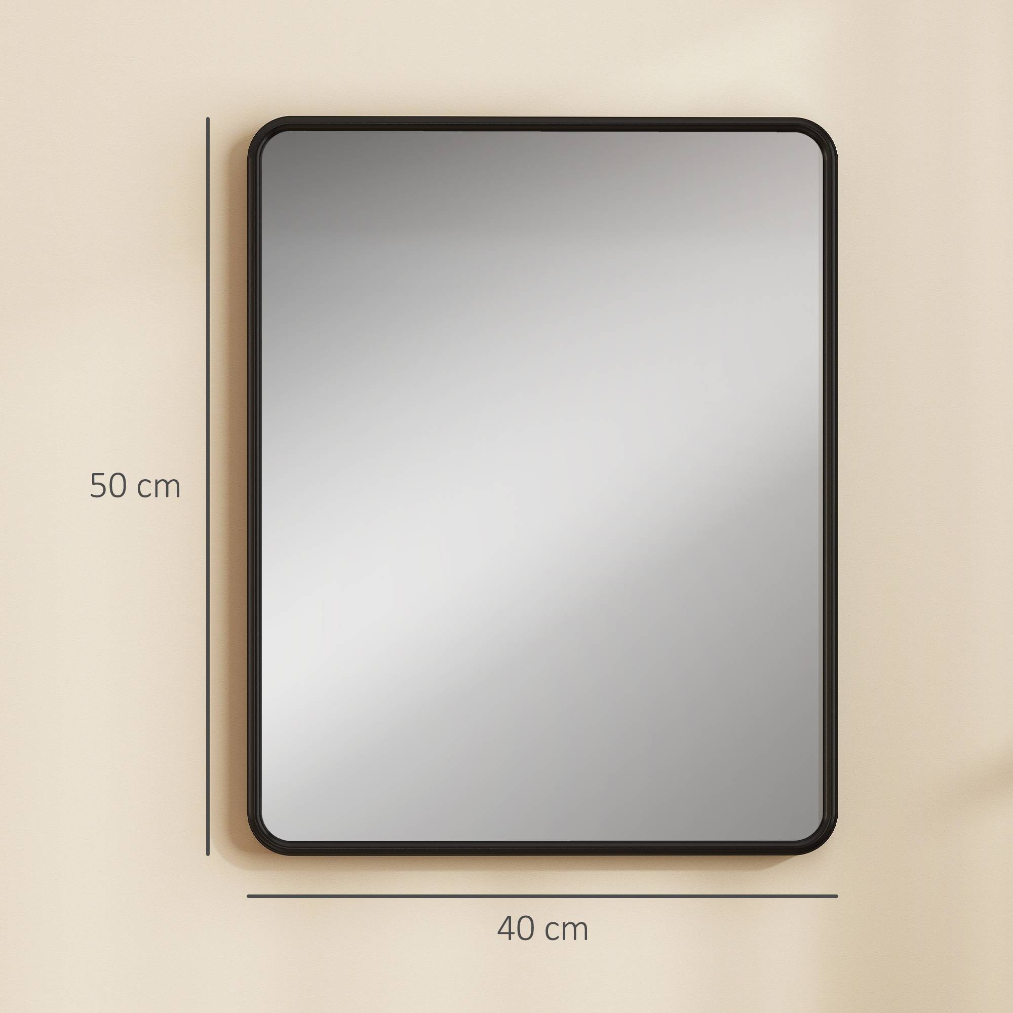 Sans Marque - Miroir mural rectangulaire 50x40 cm miroir décoratif moderne cadre métal salon entrée couloir noir - Image 5