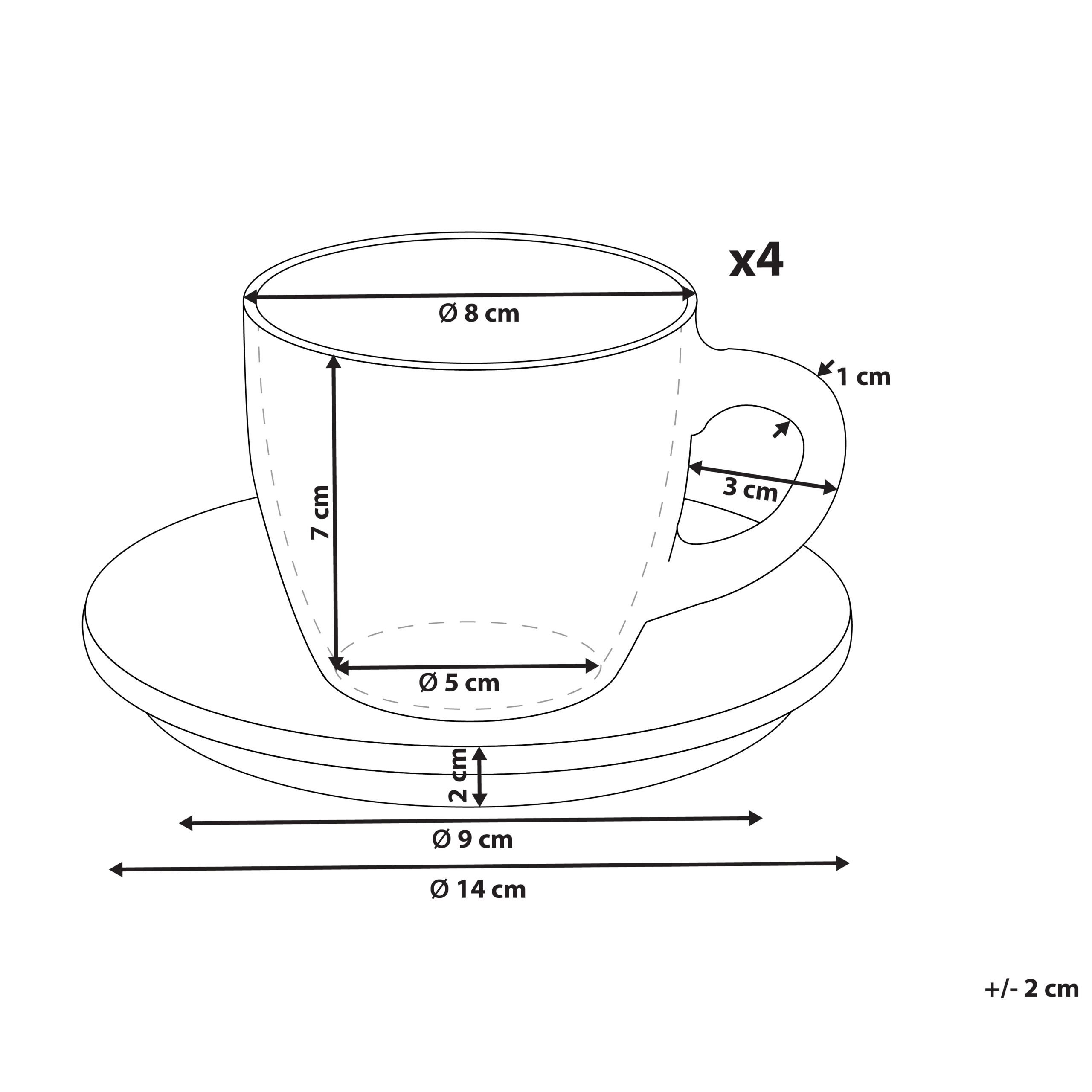 Beliani - Tasses et mugs Grès Blanc cassé CARAWAY - 14x14x2- Beliani - Image 3