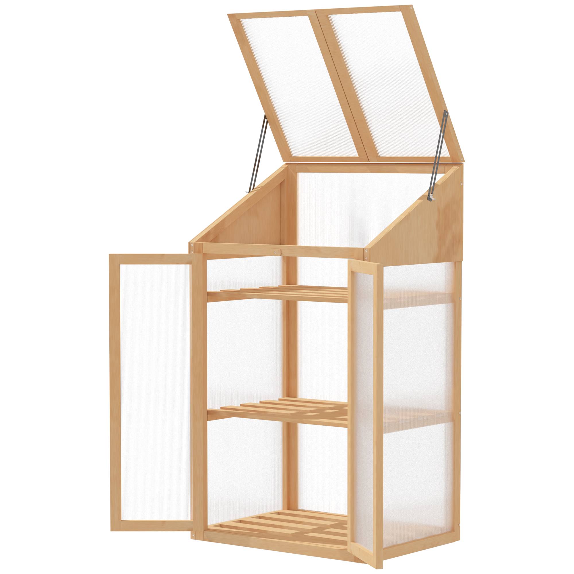 Mini serre bois de sapin pour semis croissance optimale 70x50x120cm brun - ComfortXL Outdoor Living - Image 2