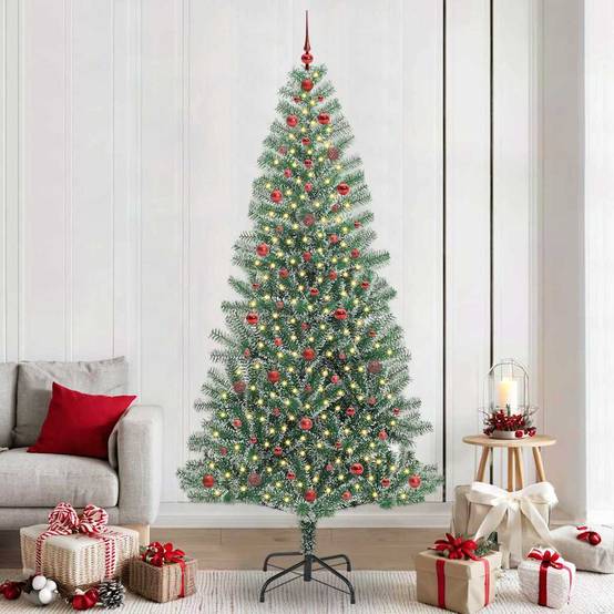 ComfortXL - Grand Sapin Artificiel 240 cm Aspect Enneigé, Kit Prêt à Décorer avec Boules et Guirlande Lumineuse – ComfortXL Outdoor Living - Image 1