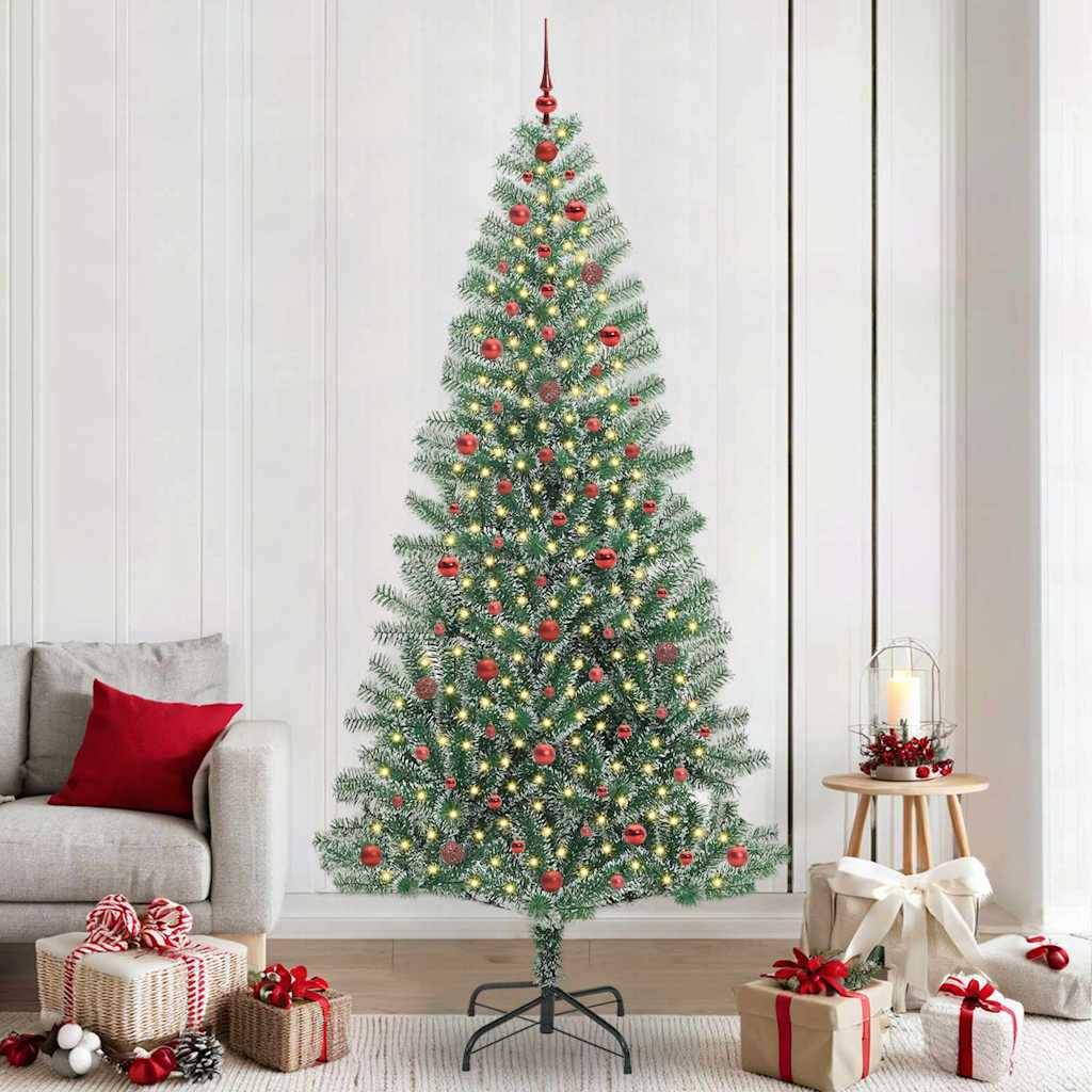 ComfortXL - Grand Sapin Artificiel 240 cm Aspect Enneigé, Kit Prêt à Décorer avec Boules et Guirlande Lumineuse – ComfortXL Outdoor Living - Image 1