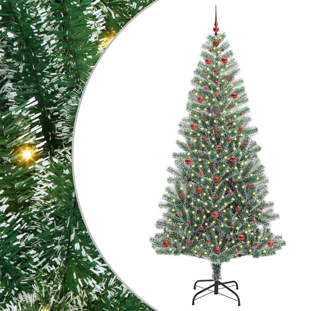 ComfortXL - Grand Sapin Artificiel 240 cm Aspect Enneigé, Kit Prêt à Décorer avec Boules et Guirlande Lumineuse – ComfortXL Outdoor Living - Image 2