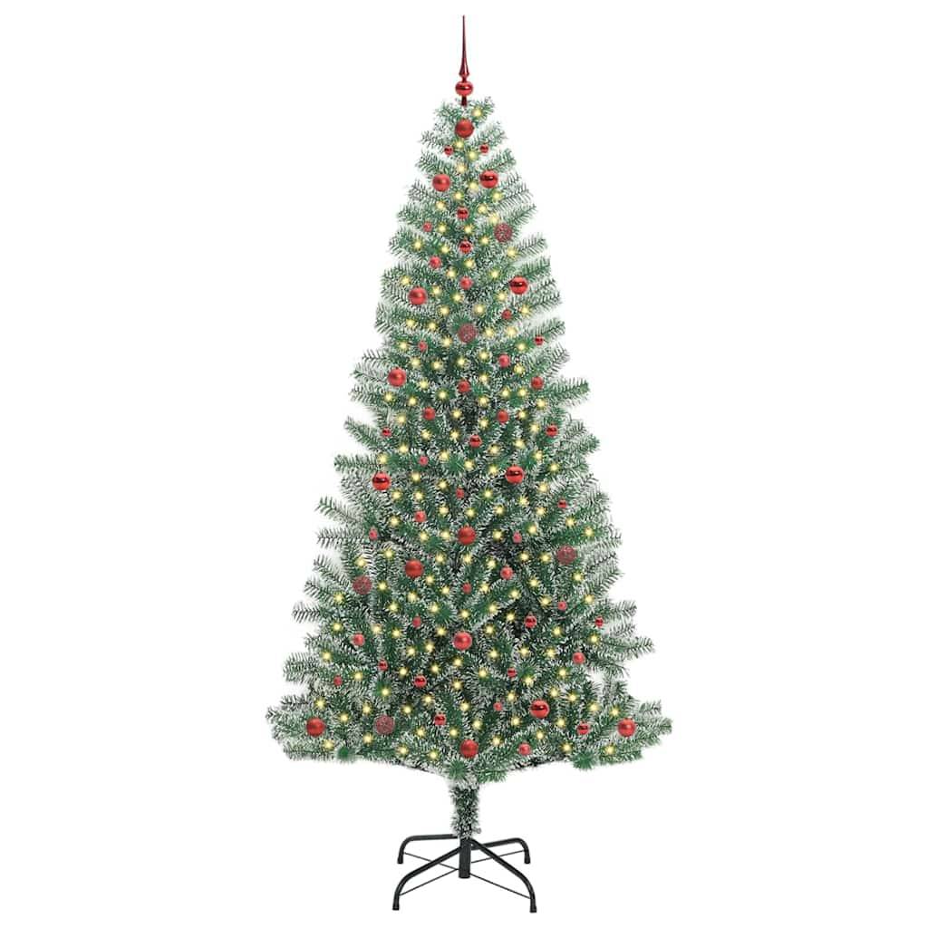 ComfortXL - Grand Sapin Artificiel 240 cm Aspect Enneigé, Kit Prêt à Décorer avec Boules et Guirlande Lumineuse – ComfortXL Outdoor Living - Image 3