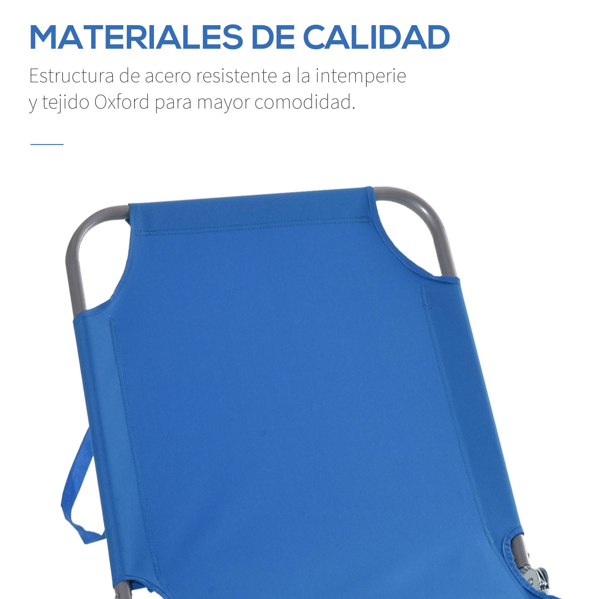 Sans Marque - Transat de jardin pliable avec dossier réglable 5 positions, charge maximale 120 kg, pour terrasse ou piscine, 187 x 55 x 24 cm, bleu - Image 7