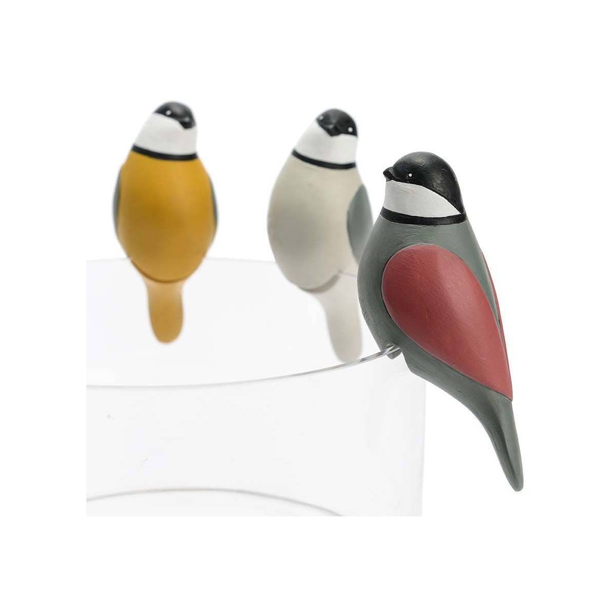 Amadeus - Oiseaux mignons à poser en polyérsine (Lot de 3)