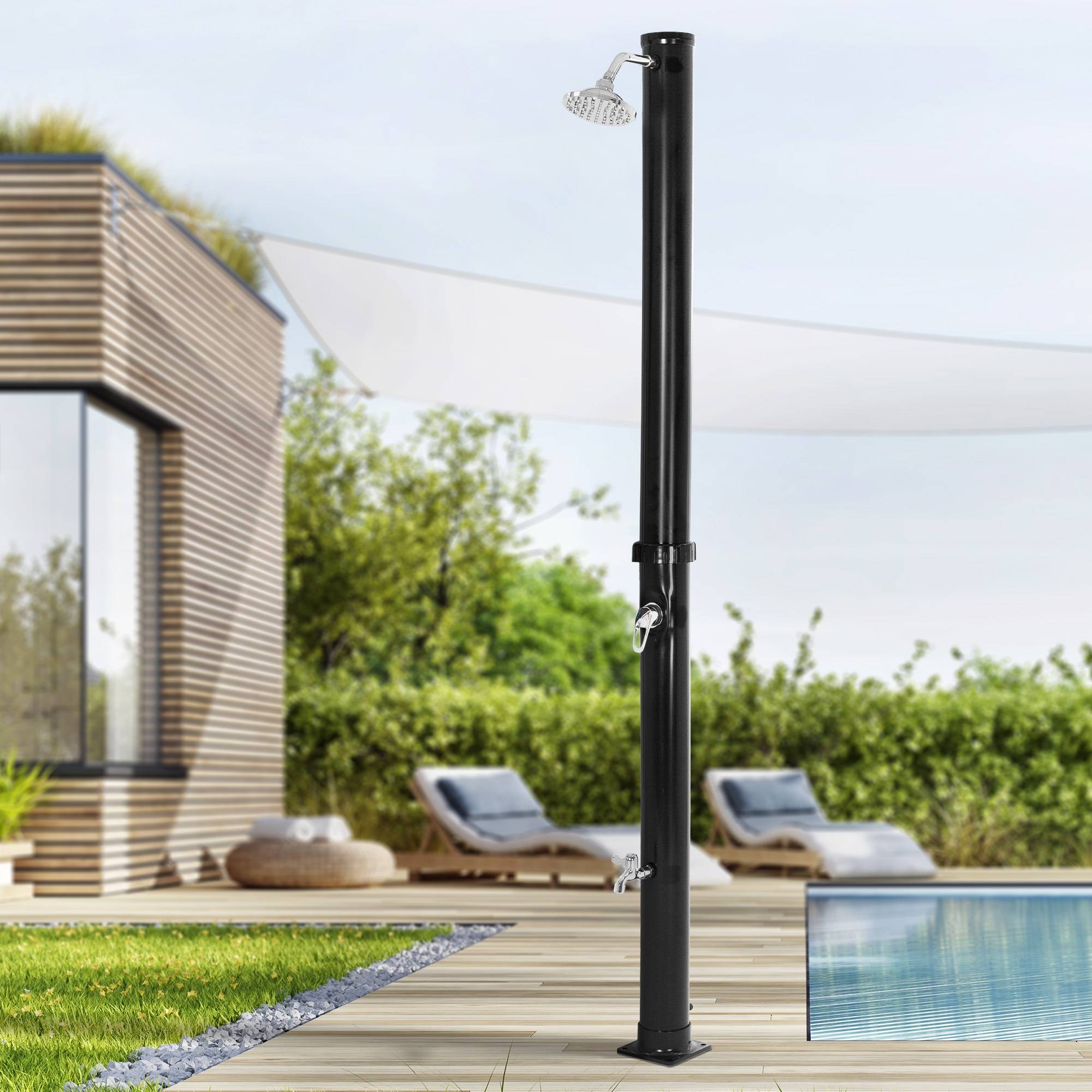 Ml-Design - Douche solaire d'extérieur avec douche à pied et pomme de douche noir 20 litres - Image 10