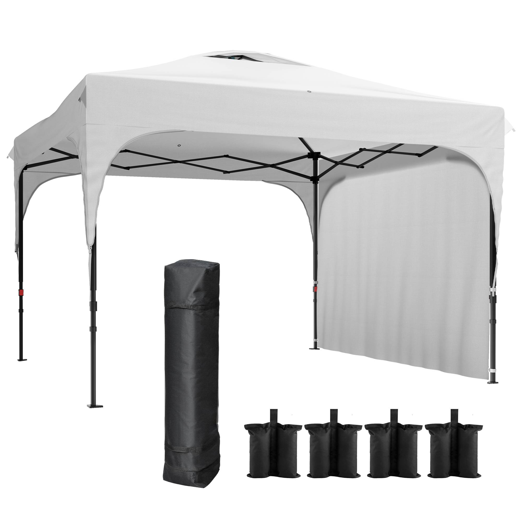 Tonnelle pliante acier tissu Oxford camping marché hauteur réglable sac roulettes 3x3m blanc - ComfortXL Outdoor Living - Image 1
