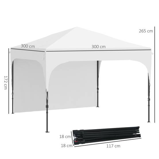 Tonnelle pliante acier tissu Oxford camping marché hauteur réglable sac roulettes 3x3m blanc - ComfortXL Outdoor Living - Image 5