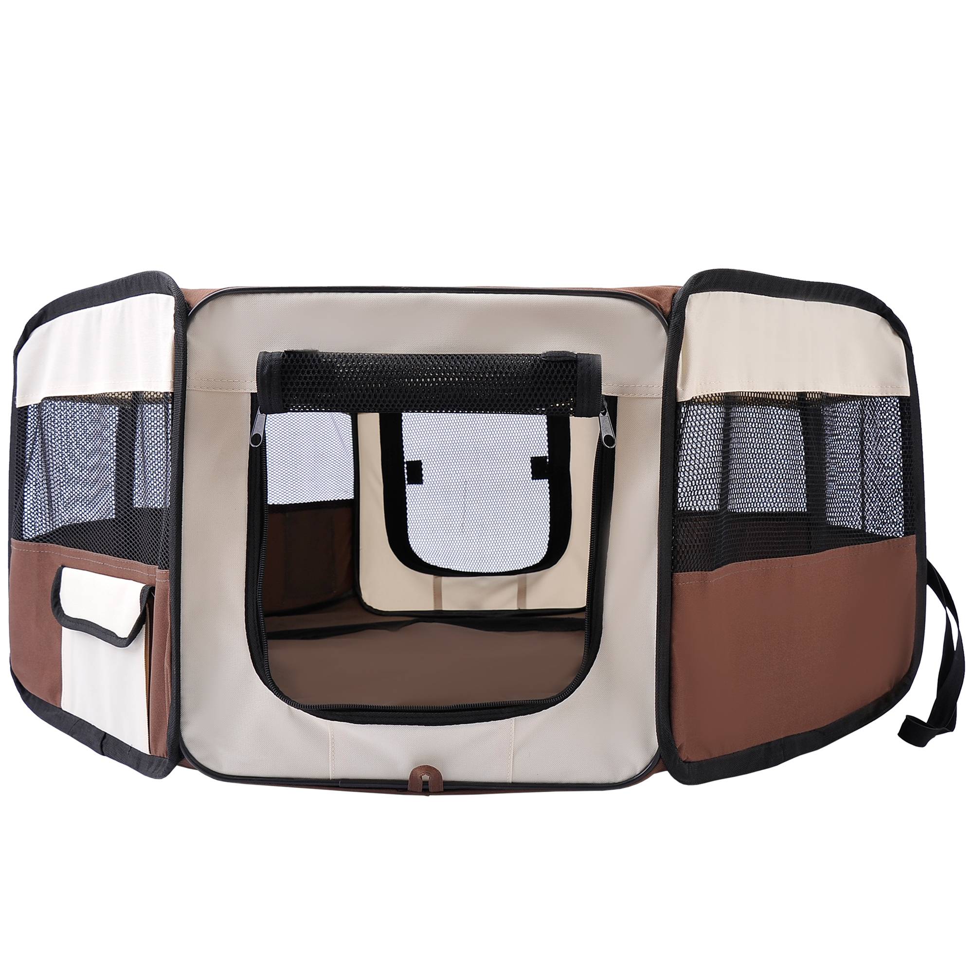 Parc enclos pliable tissu Oxford petits animaux filet respirant 90x41cm marron - ComfortXL Outdoor Living - Image 2