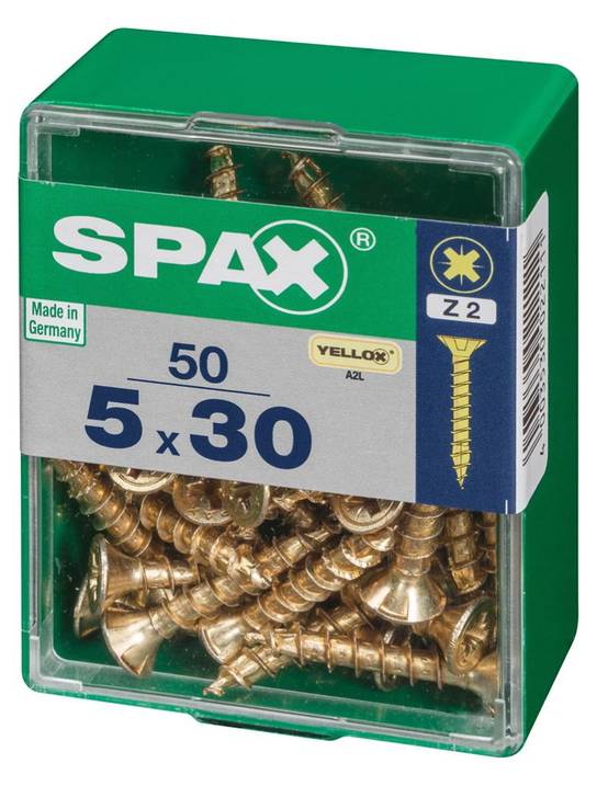 Spax - Lot de 50 vis acier tête fraisée pozidriv SPAX, Diam.5 mm x L.30 mm - Image 5