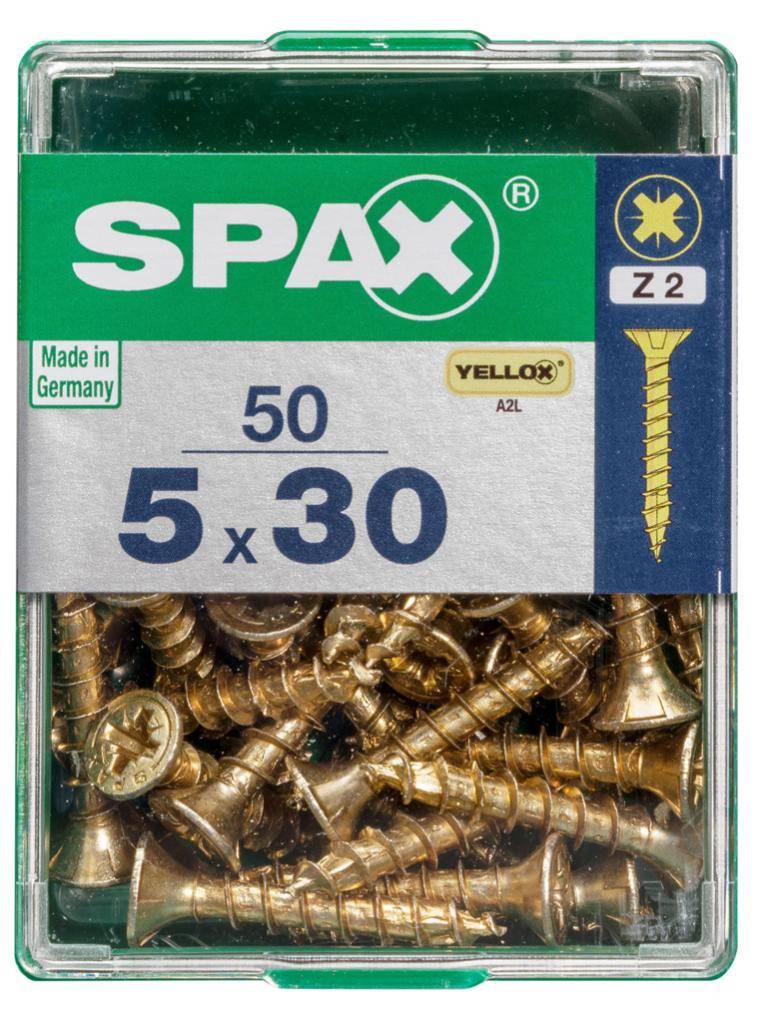 Spax - Lot de 50 vis acier tête fraisée pozidriv SPAX, Diam.5 mm x L.30 mm - Image 4