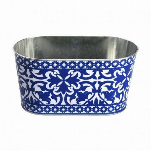 Esschert Design - Jardinière ovale en zinc motif carreau de ciment - Image 2