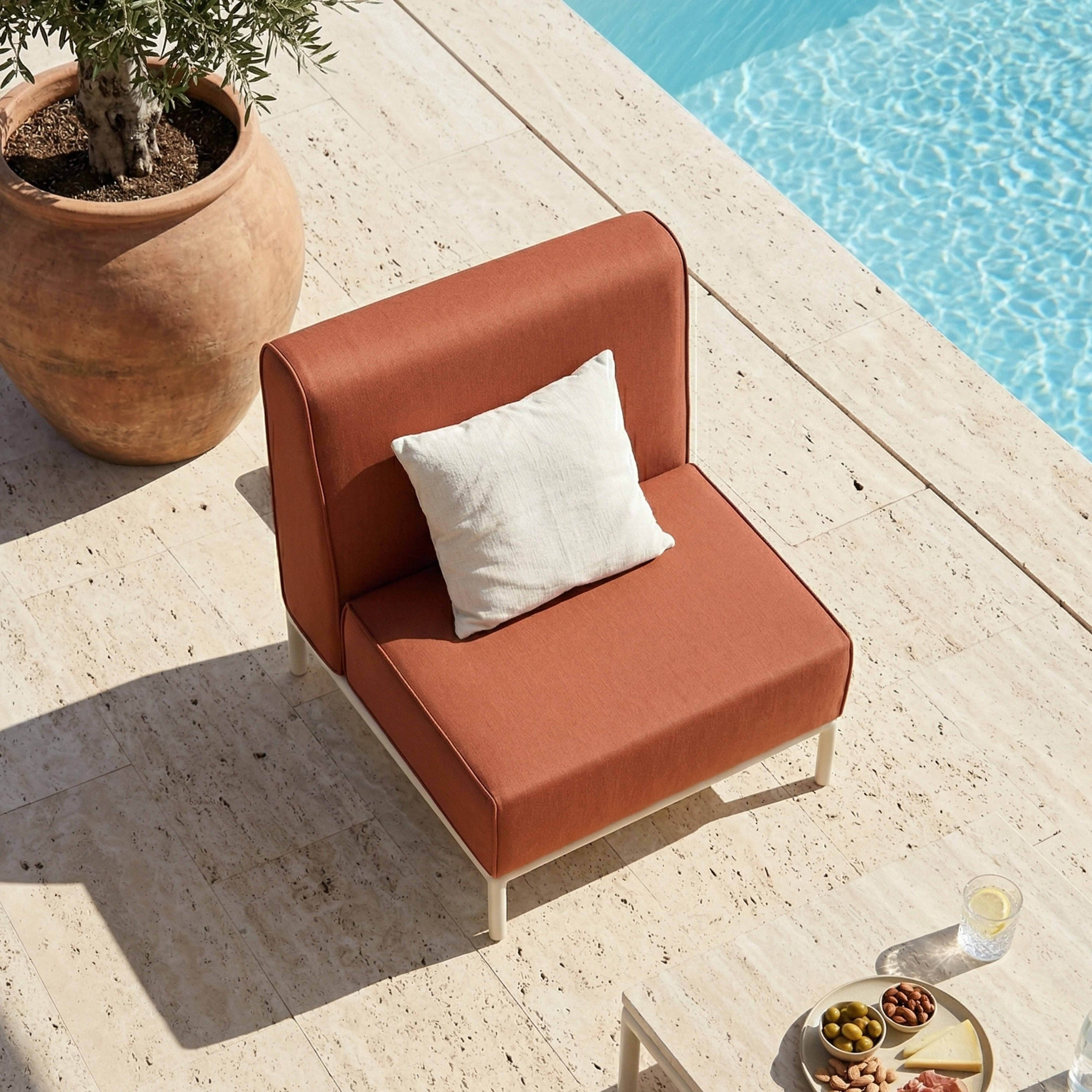 Oviala - Chauffeuse pour salon pour jardin modulable en tissu terracotta Patio - Oviala - Image 3