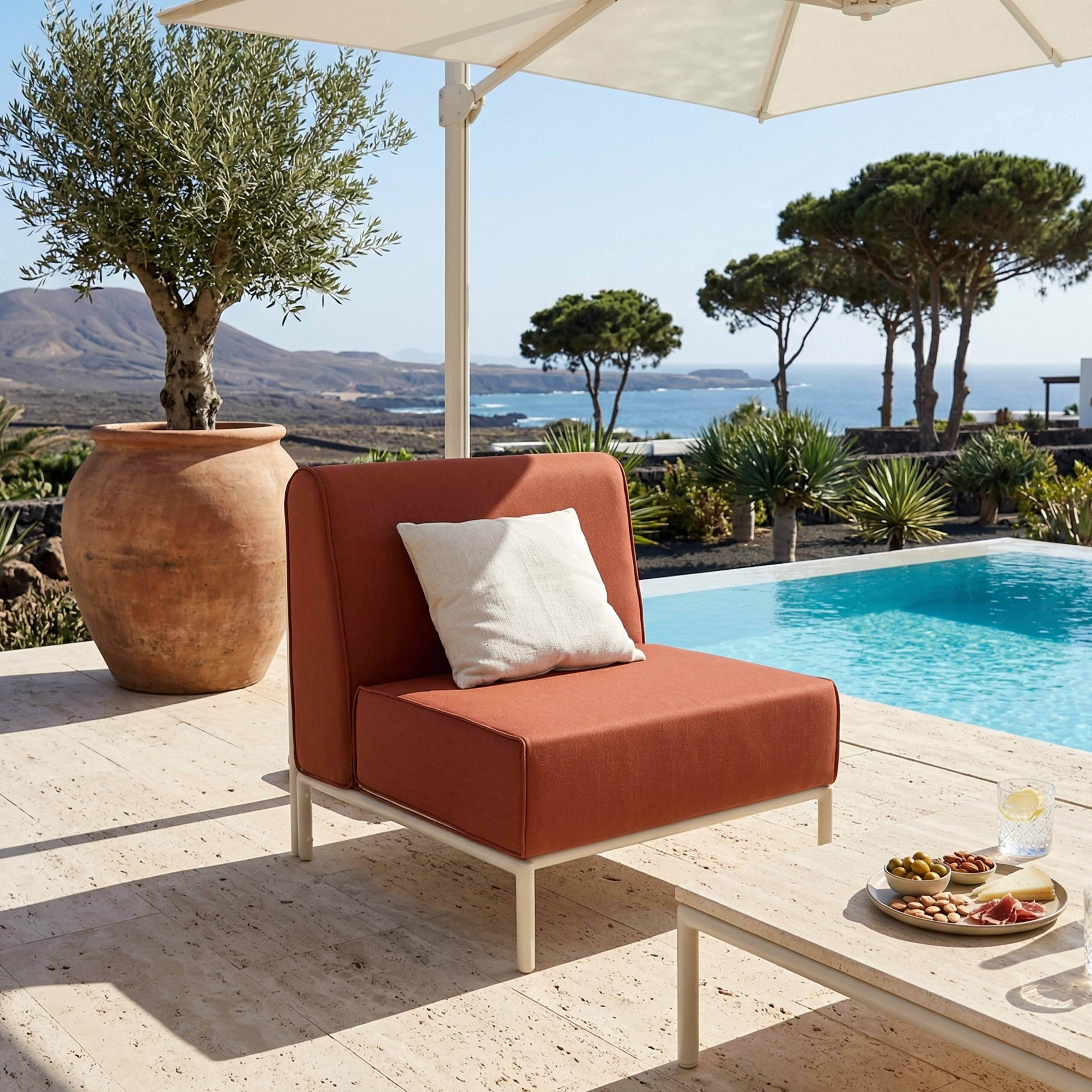 Oviala - Chauffeuse pour salon pour jardin modulable en tissu terracotta Patio - Oviala - Image 2