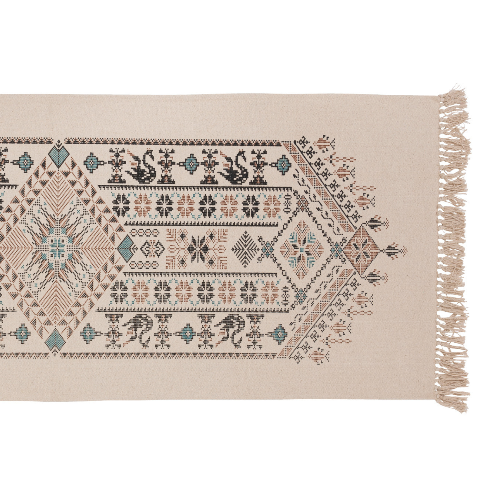 Atmosphera - Tapis de couloir en Coton multicolore avec franges 80 x 200 cm - Image 4