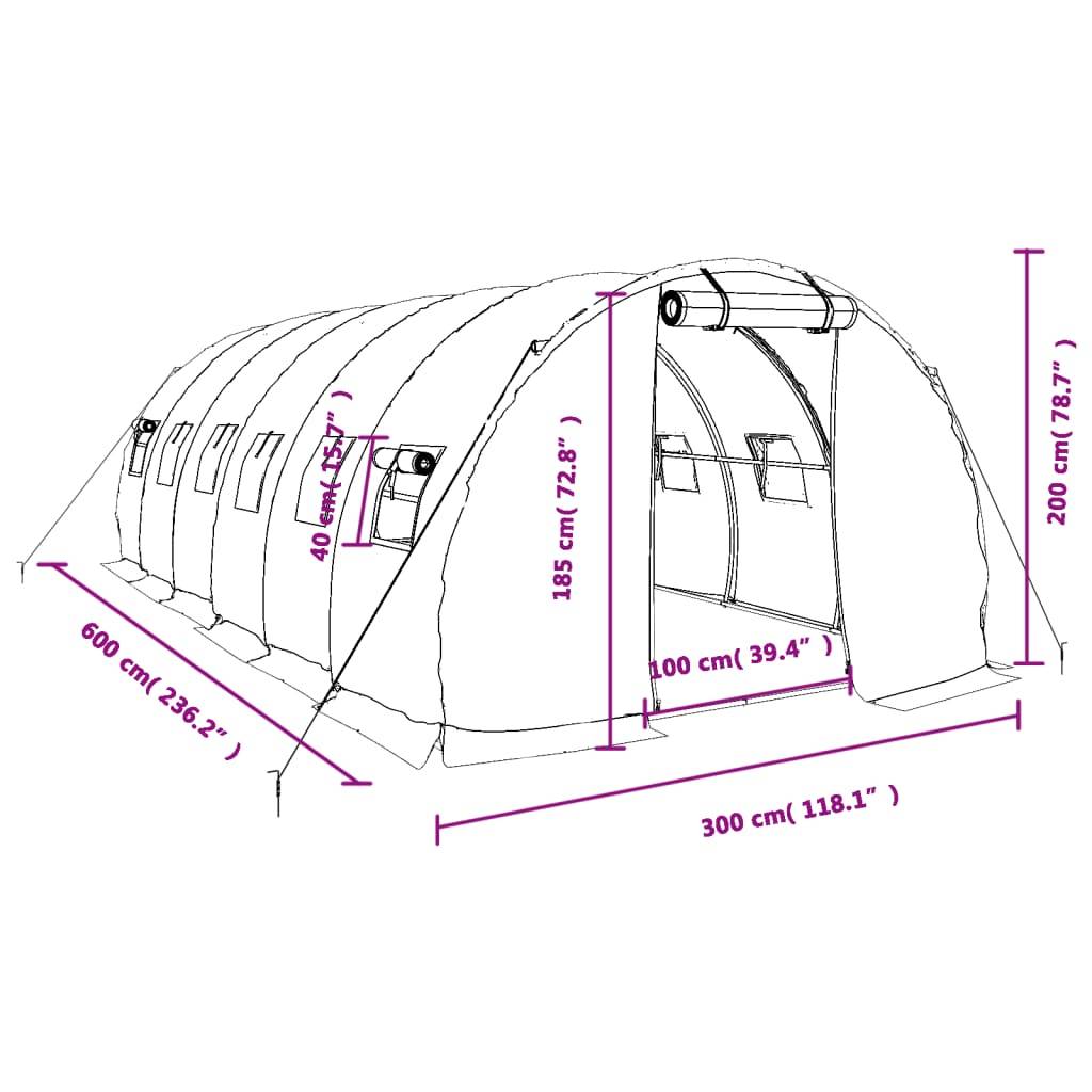 Serre Tunnel Jardin Grande Taille Acier Galvanisé PE 18m² 6x3x2m Blanc - ComfortXL Outdoor Living - Image 6
