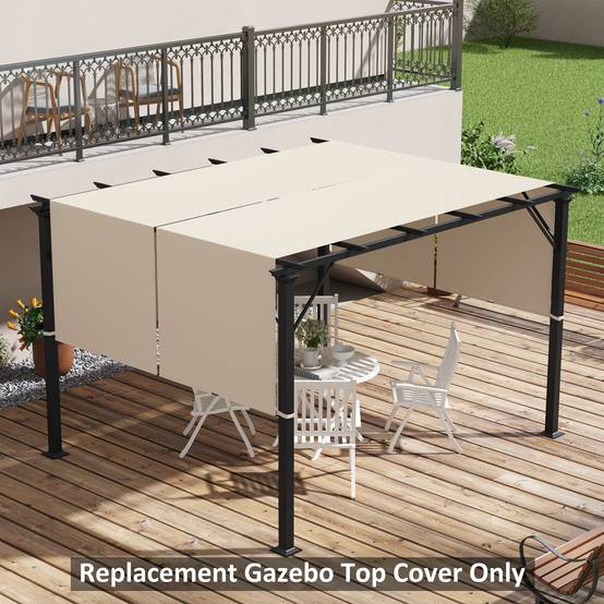 Outsunny - Lot 2 toiles de rechange pergola rétractable 4,9x1,2m protection UV tissu polyester kaki - Outsunny - Image 6
