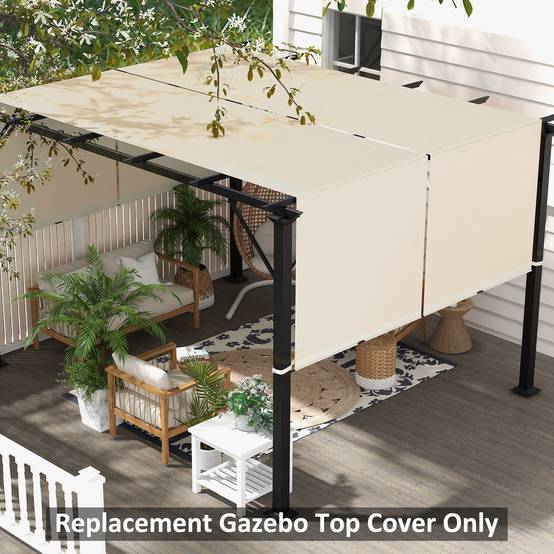 Outsunny - Lot 2 toiles de rechange pergola rétractable 4,9x1,2m protection UV tissu polyester kaki - Outsunny - Image 2