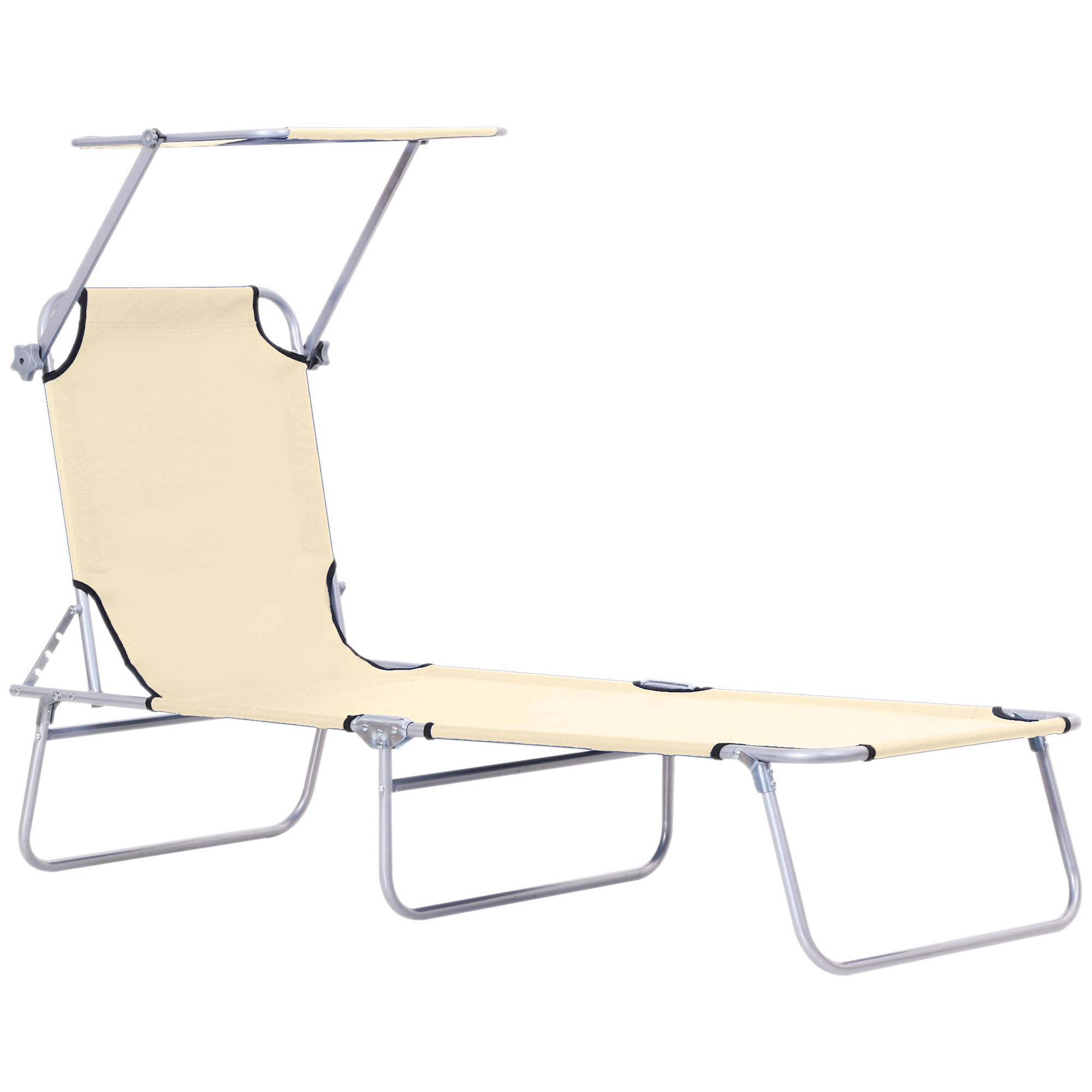 Bain de soleil pliable avec pare-soleil réglable dossier inclinable multipositions transat extérieur - Image 2