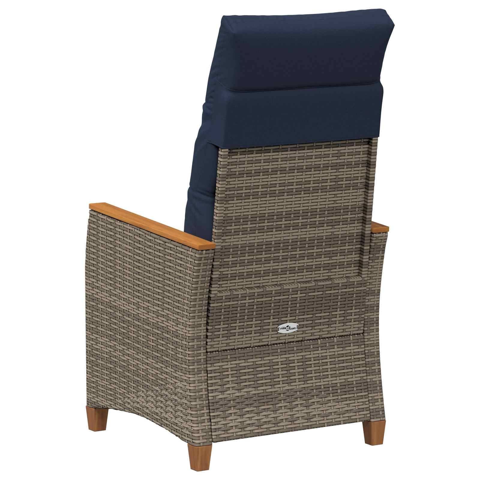 Chaises de jardin inclinables polyrotin gris et bleu marine 64 x 57.5 x 112 cm - PANGIVO - Image 7
